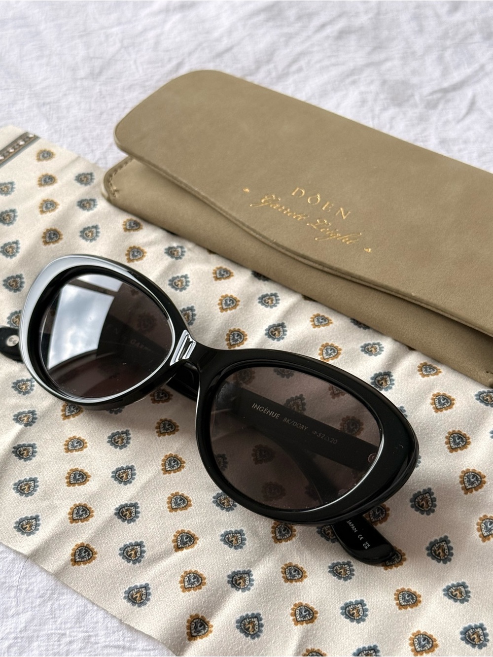 Doen x Garret Leight Black Oval Sunglasses with Dark Lenses